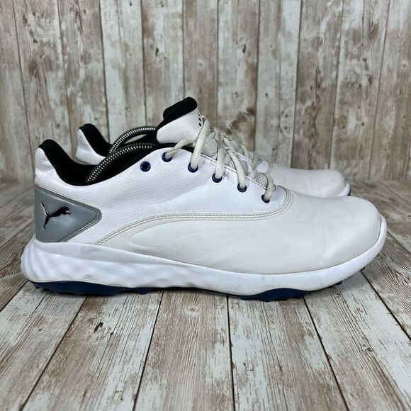Puma fusion grip white leather golf Mens 12 - Picture 1 of 8